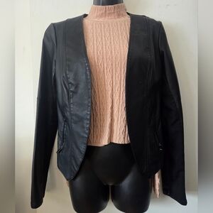 Dynamite Black Vegan Leather Open Style Jacket